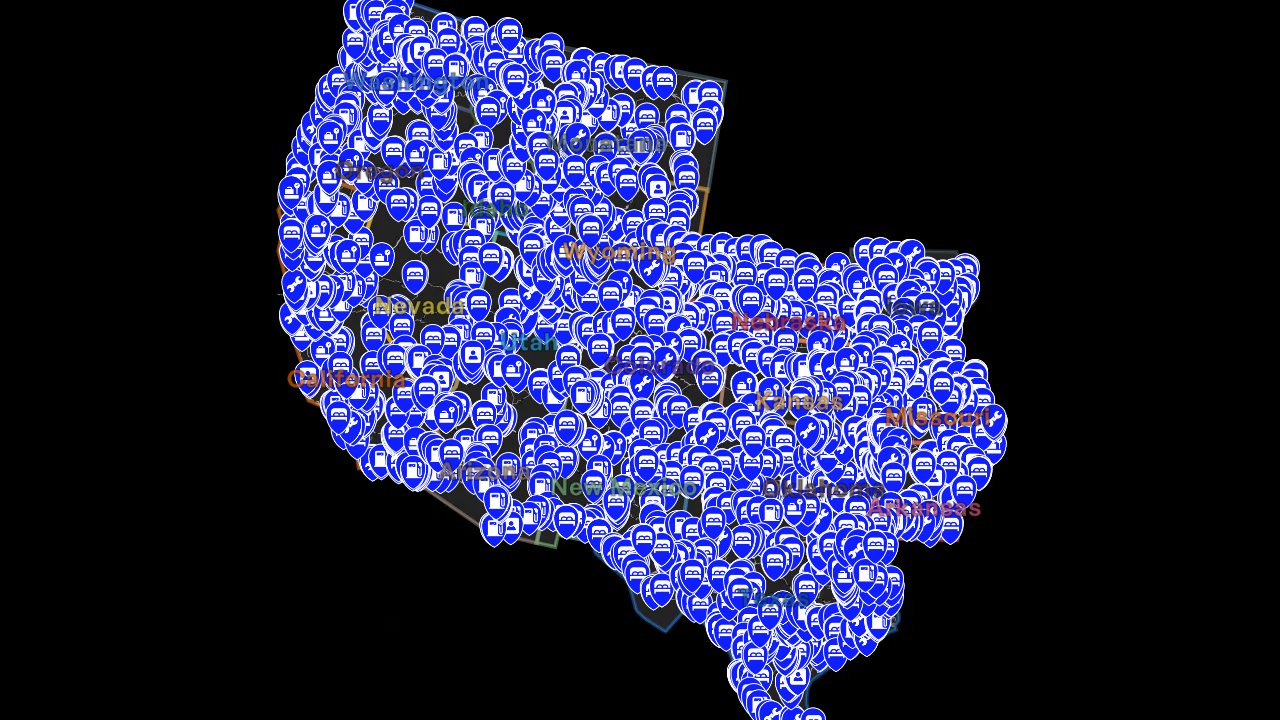 American Truck Simulator interactive map filtered to show only Services markers