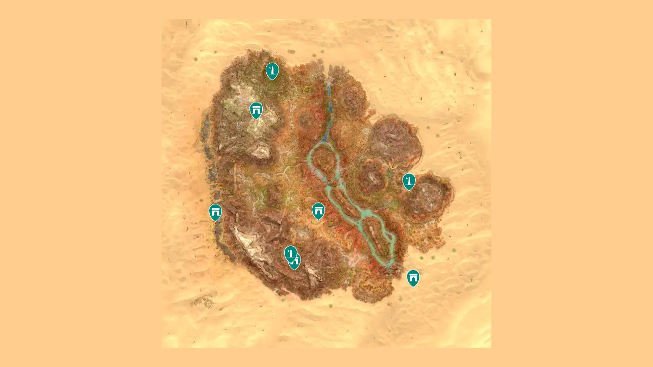 Ark Survival Ascended interactive map filtered to show only Point of Interests markers
