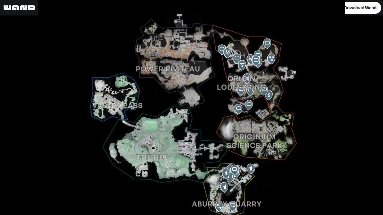 Arknights Endfield interactive map filtered to show only Battle Encounters - Aggeloi markers