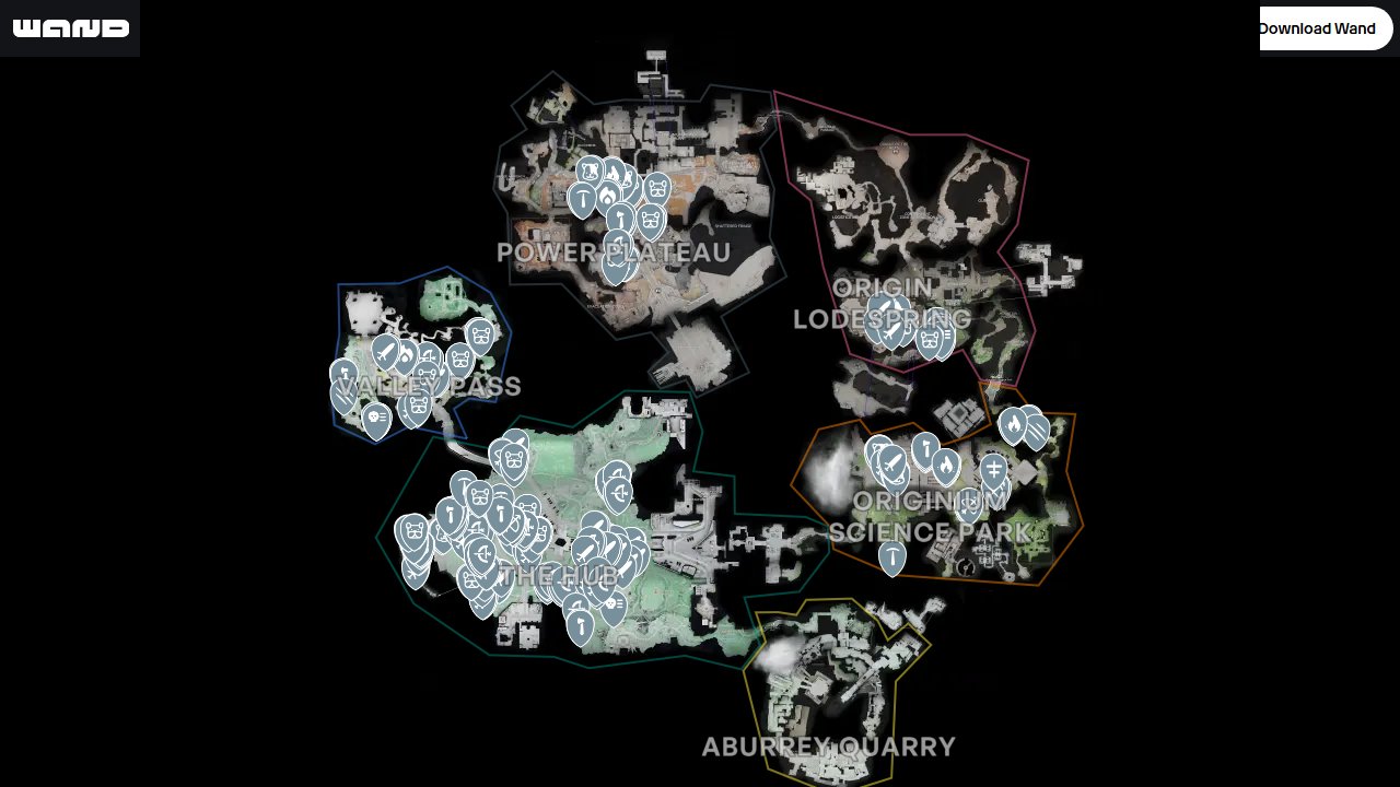 Arknights Endfield interactive map filtered to show only Battle Encounters - Landbreakers markers