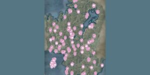 Assassins Creed Shadows interactive map filtered to show only Merchants markers