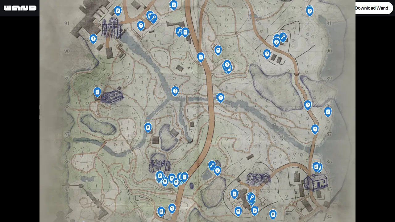 Atomfall interactive map filtered to show only Investigations markers