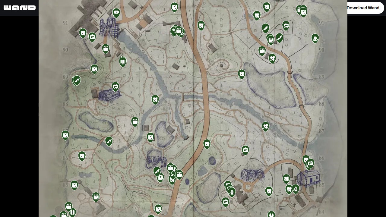 Atomfall interactive map filtered to show only Items markers