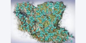 Avatar Frontiers Of Pandora interactive map filtered to show only Na'vi Landmarks markers
