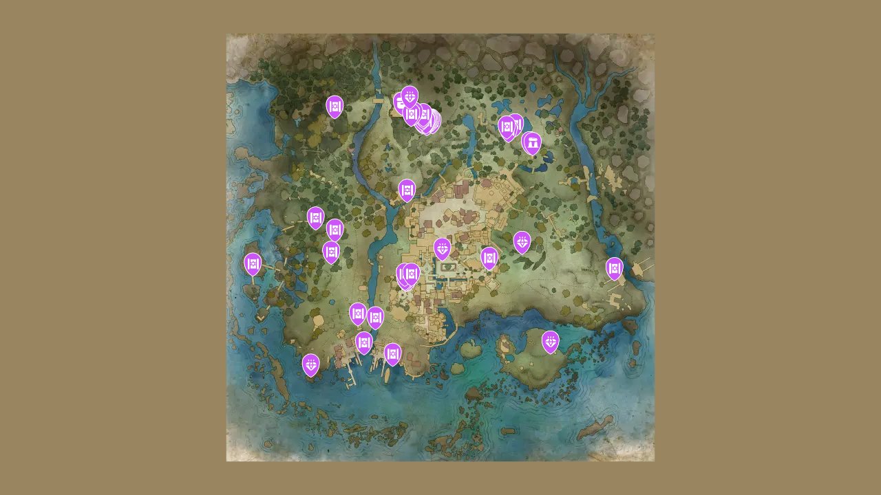Avowed interactive map filtered to show only Collectibles markers