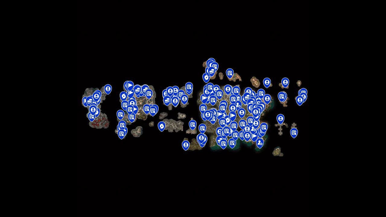 Baldurs Gate 3 interactive map filtered to show only Locations markers