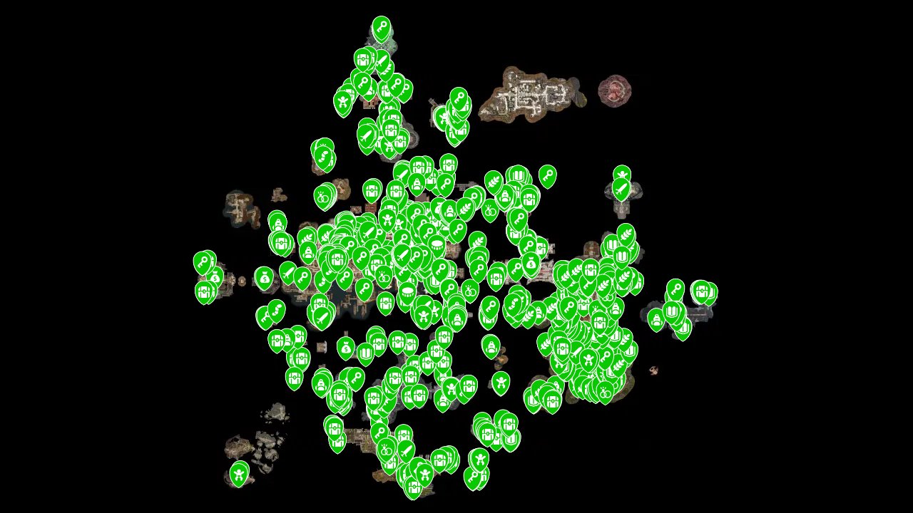 Baldurs Gate 3 interactive map filtered to show only Loot markers