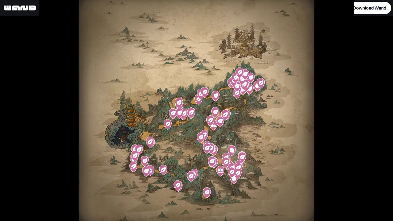 Black Myth Wukong interactive map filtered to show only Loot markers