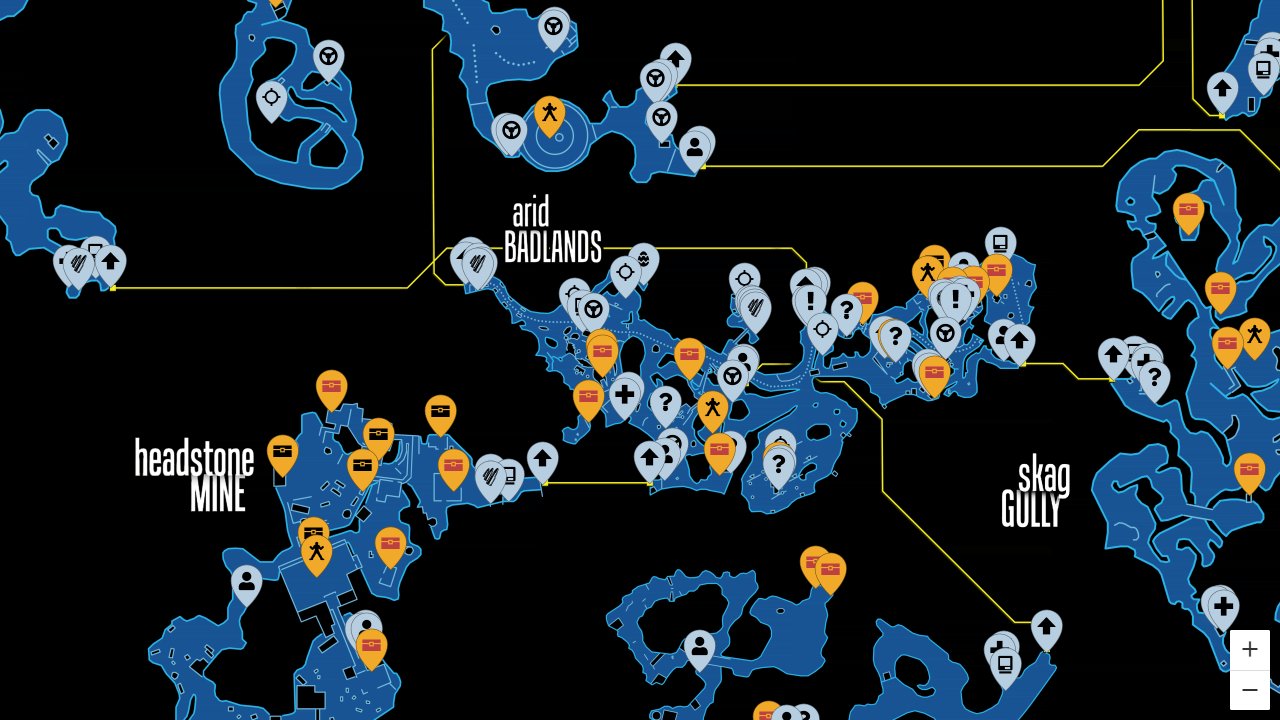 Borderlands interactive map screenshot