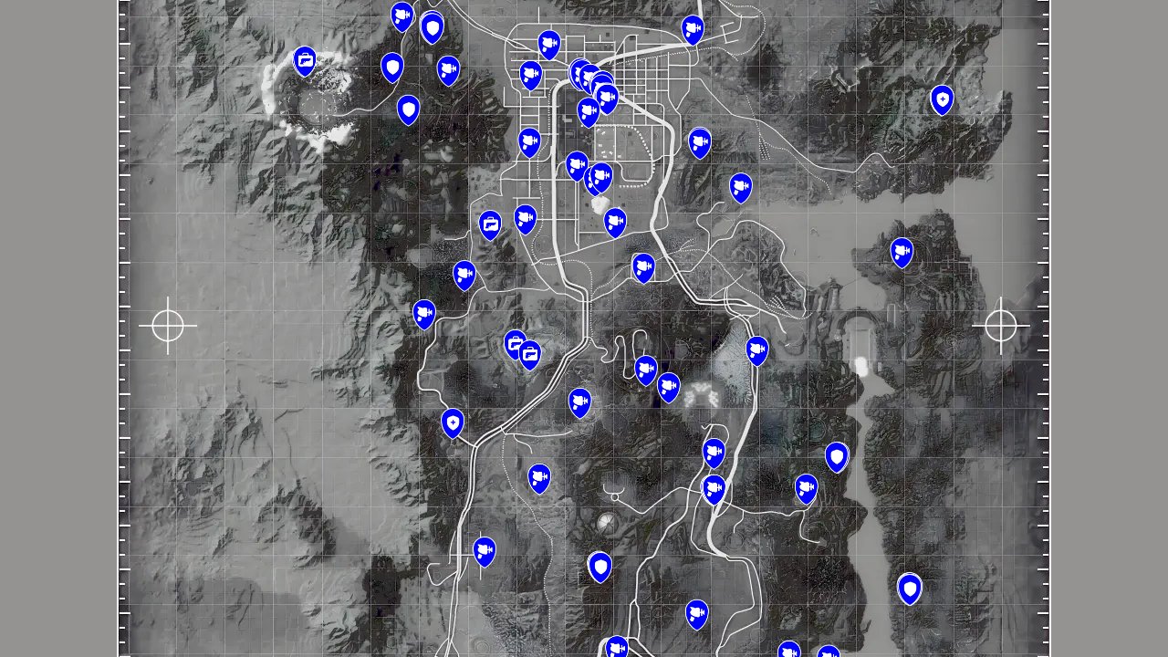Fallout New Vegas Ultimate Edition interactive map filtered to show only Equipments markers