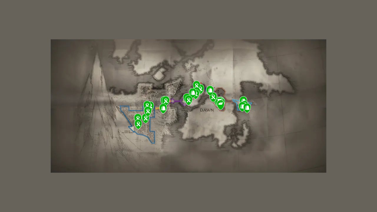 Flintlock The Siege Of Dawn interactive map filtered to show only Resources markers