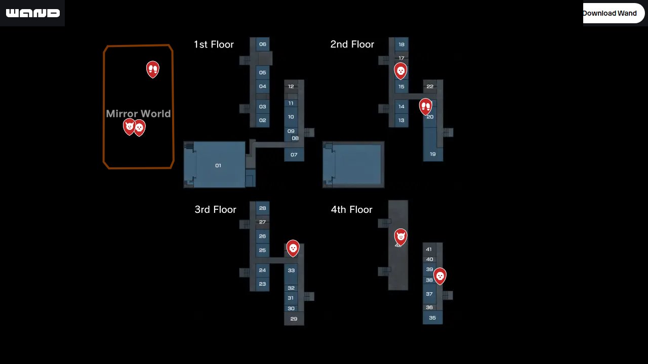 Ghostwire Tokyo interactive map filtered to show only Encounters markers