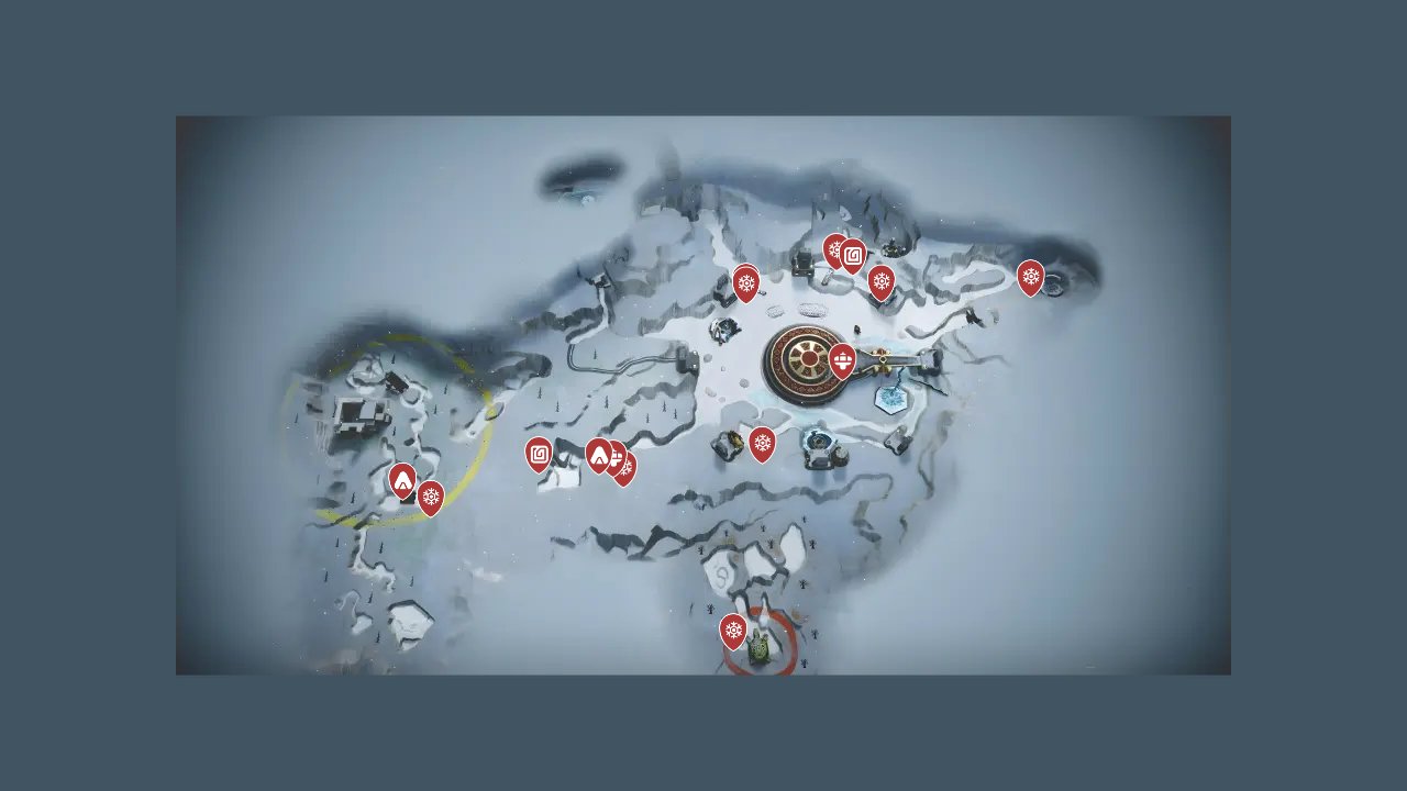 God Of War Ragnarok interactive map filtered to show only Location markers