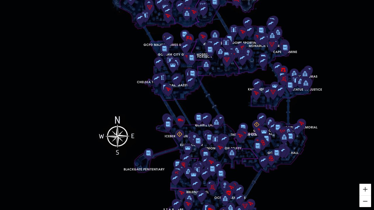 Gotham Knights interactive map screenshot