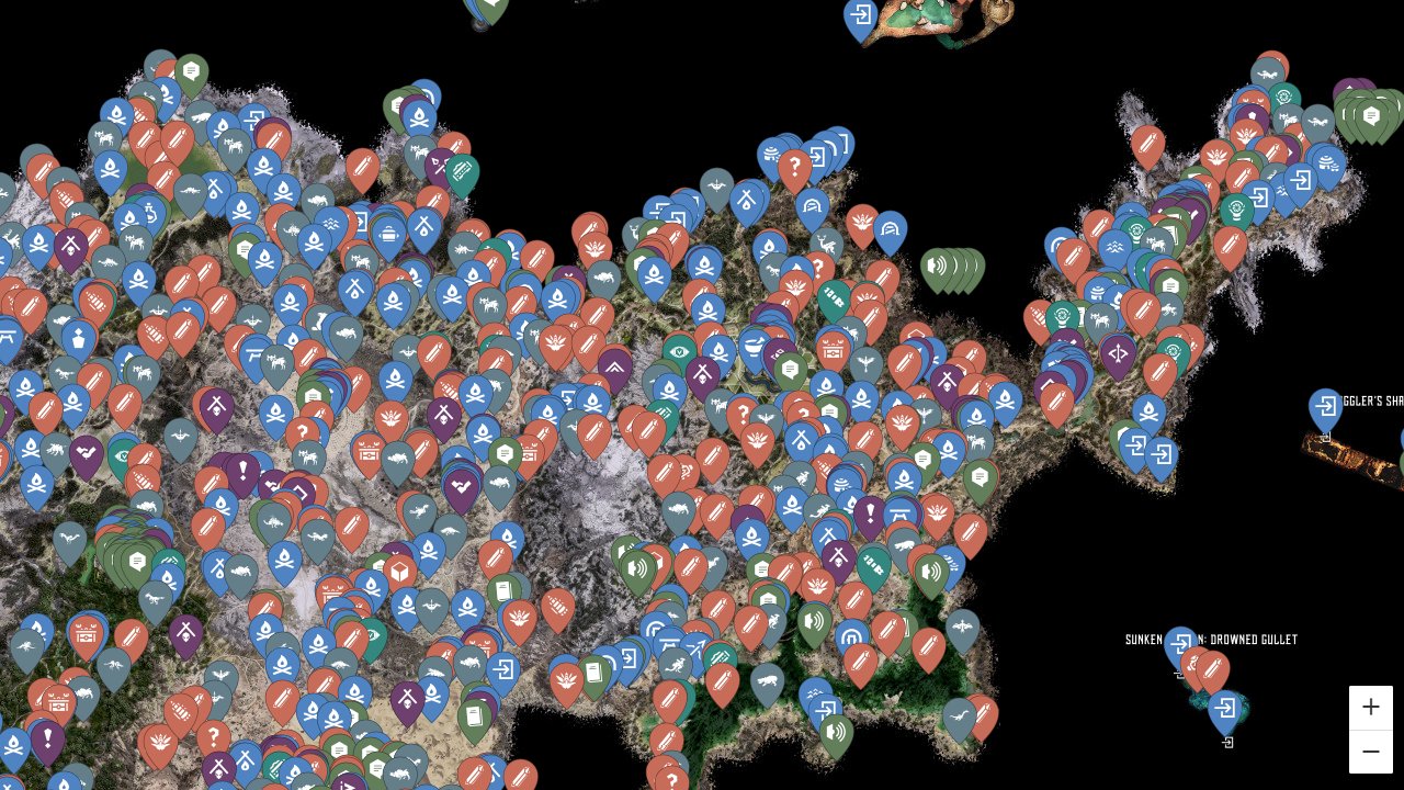 Horizon Forbidden West interactive map screenshot