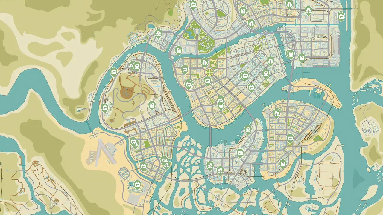 Mafia III interactive map filtered to show only Items markers