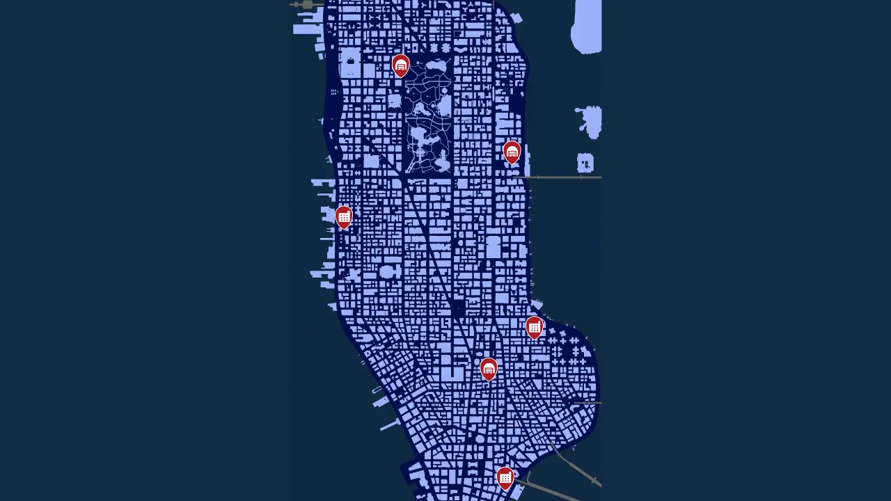 Marvels Spider Man Miles Morales interactive map filtered to show only Criminal Dens markers