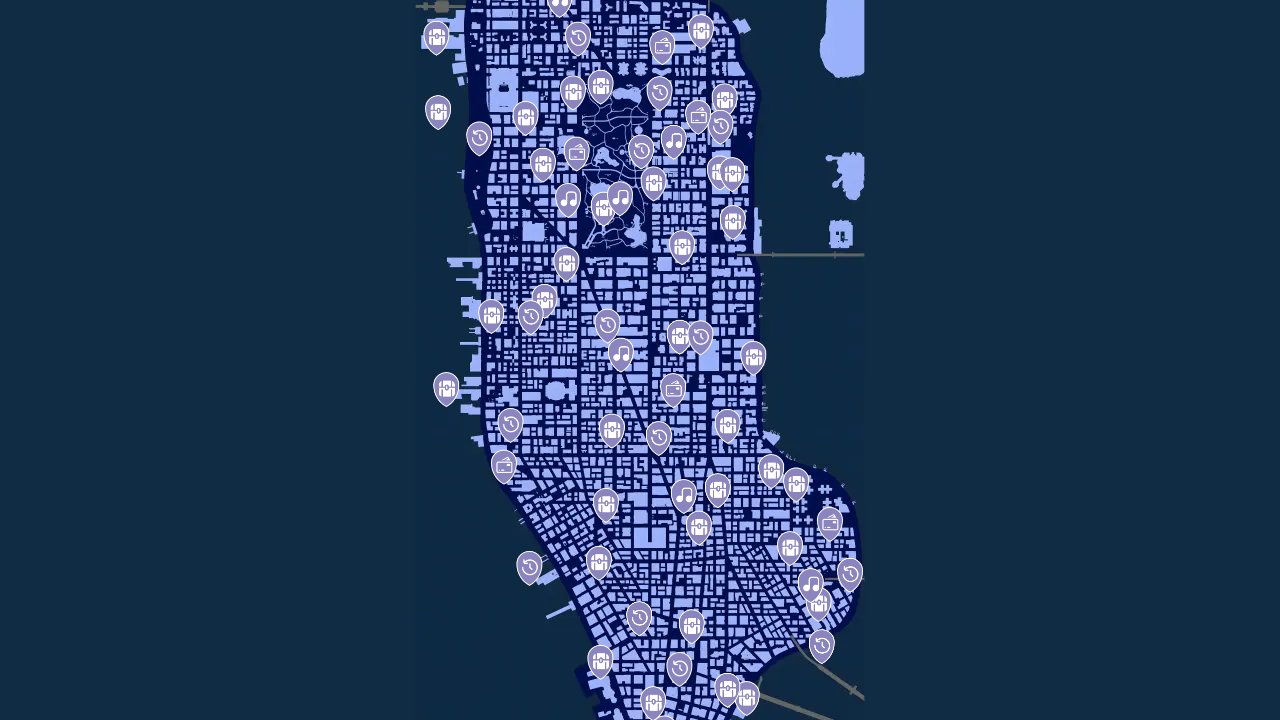 Marvels Spider Man Miles Morales interactive map filtered to show only Items markers