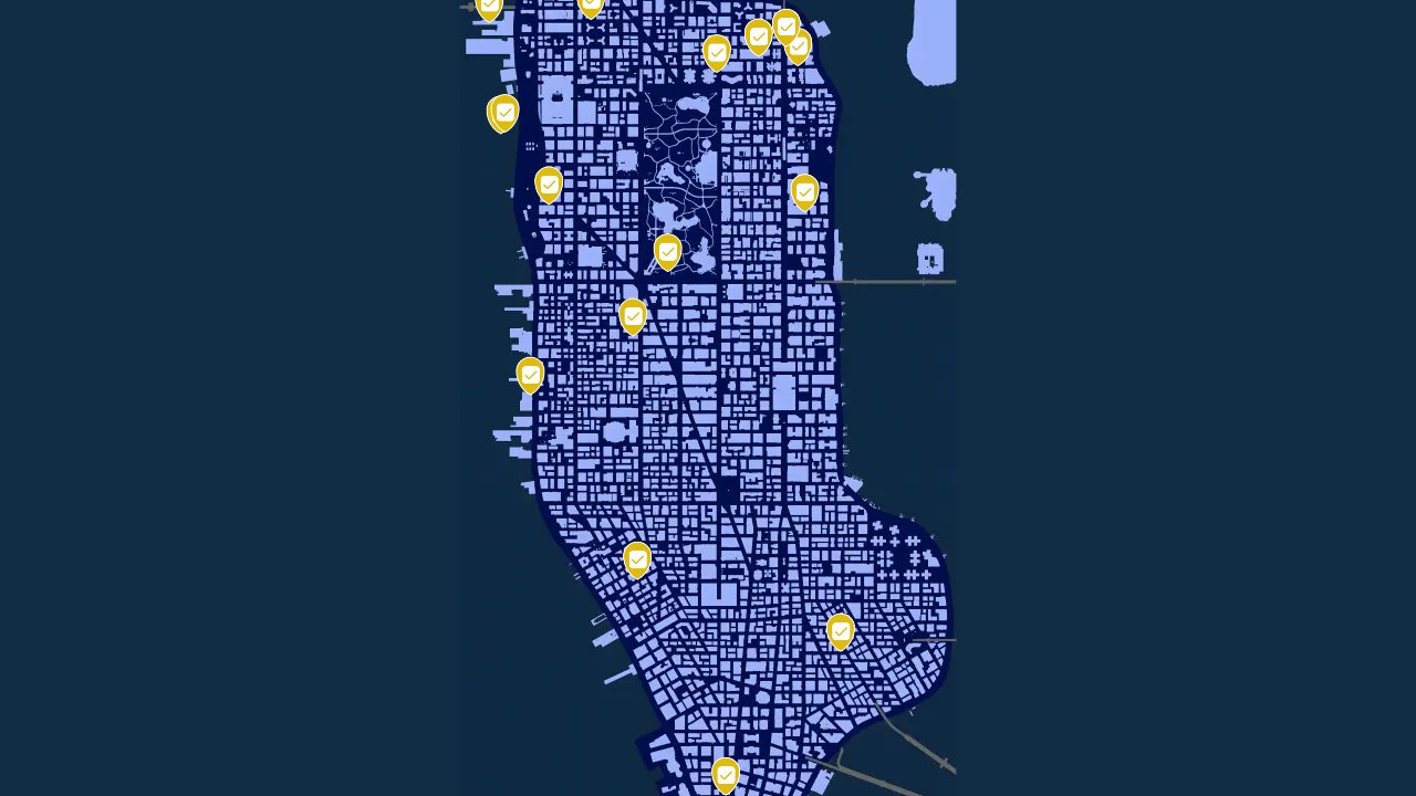 Marvels Spider Man Miles Morales interactive map filtered to show only Main Missions markers