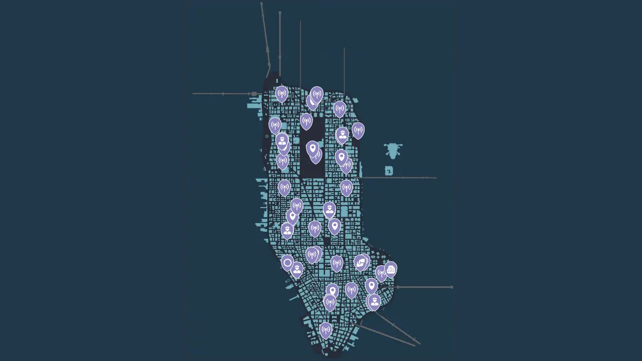 Marvels Spider Man Remastered interactive map filtered to show only Location markers