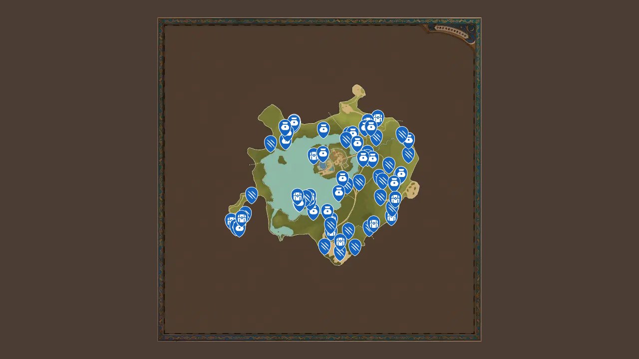 Monster Hunter Stories 3 Twisted Reflection interactive map filtered to show only Loot and Tracks markers
