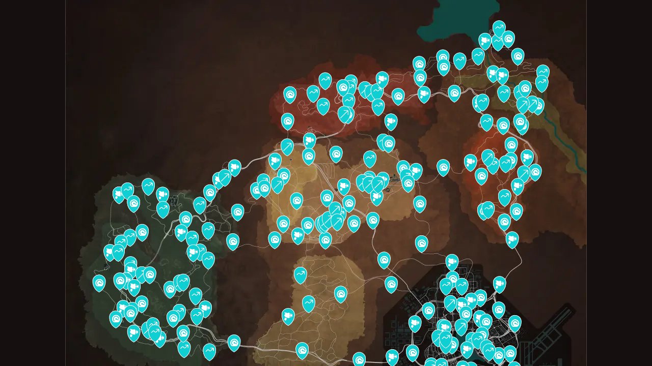 Need For Speed Payback interactive map filtered to show only Activities markers