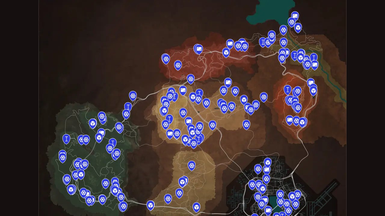 Need For Speed Payback interactive map filtered to show only Collectibles markers