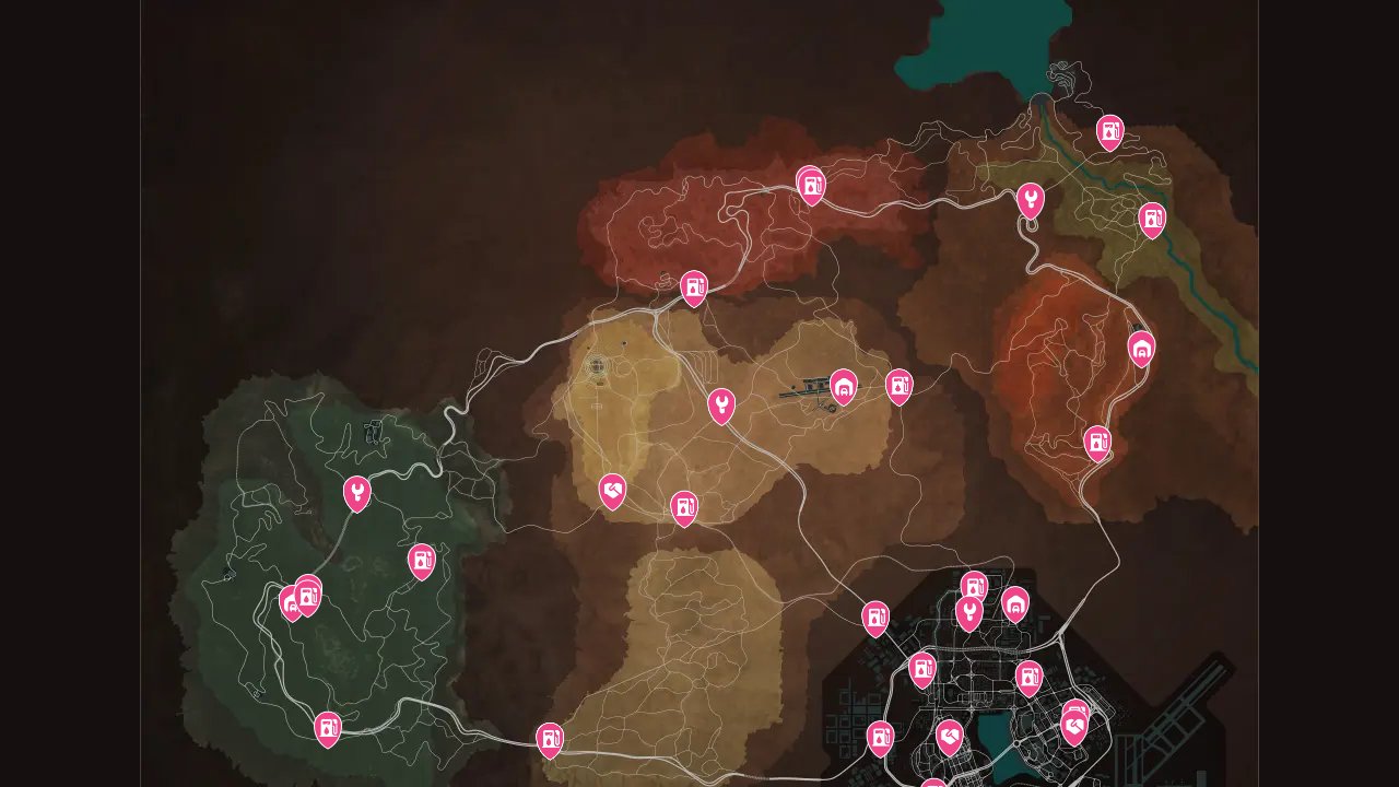 Need For Speed Payback interactive map filtered to show only Services markers