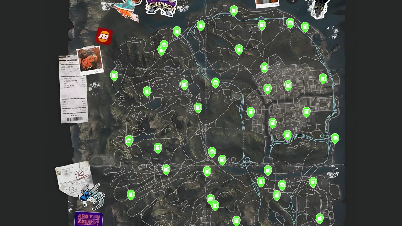 Need For Speed Unbound interactive map filtered to show only Location markers