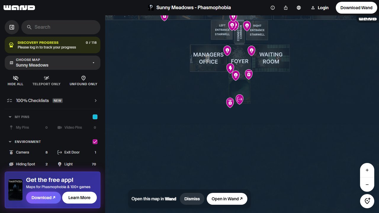 Phasmophobia interactive map filtered to show only Environment markers