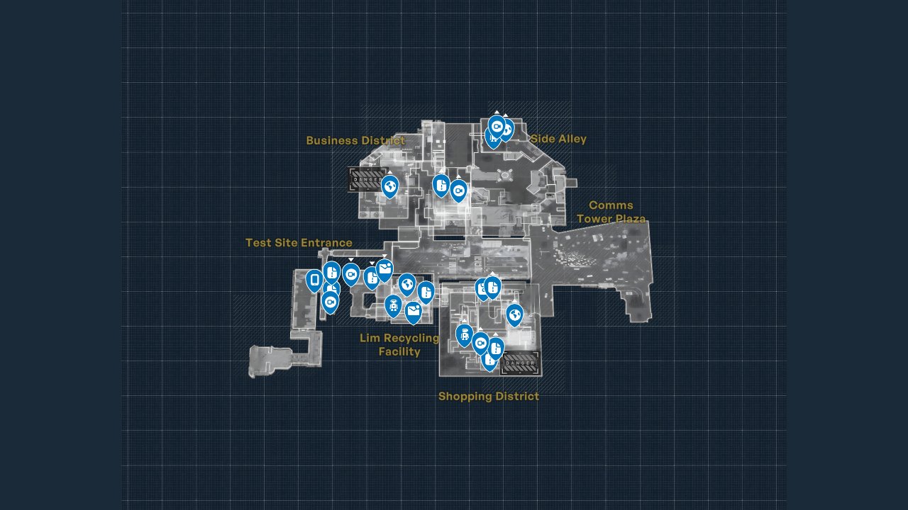 Pragmata interactive map filtered to show only Collectibles markers