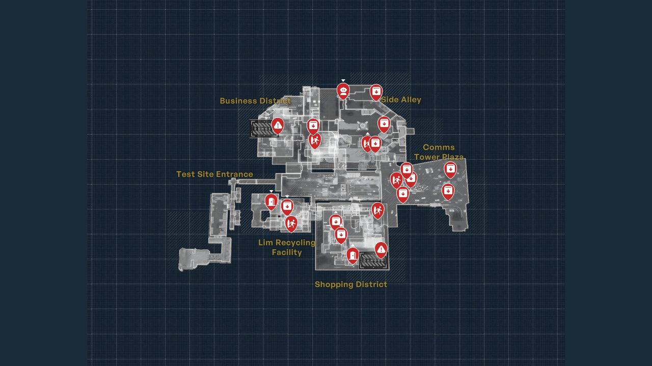 Pragmata interactive map filtered to show only Points of Interest markers