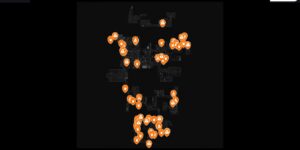 Resident Evil Requiem interactive map filtered to show only Crafting markers