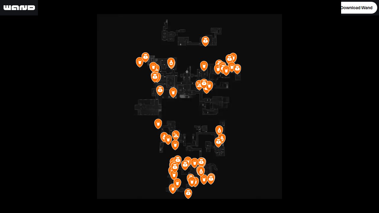 Resident Evil Requiem interactive map filtered to show only Crafting markers