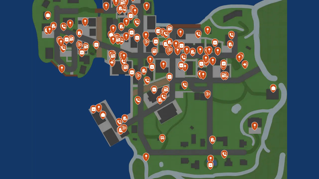 Schedule 1 interactive map filtered to show only Locations markers
