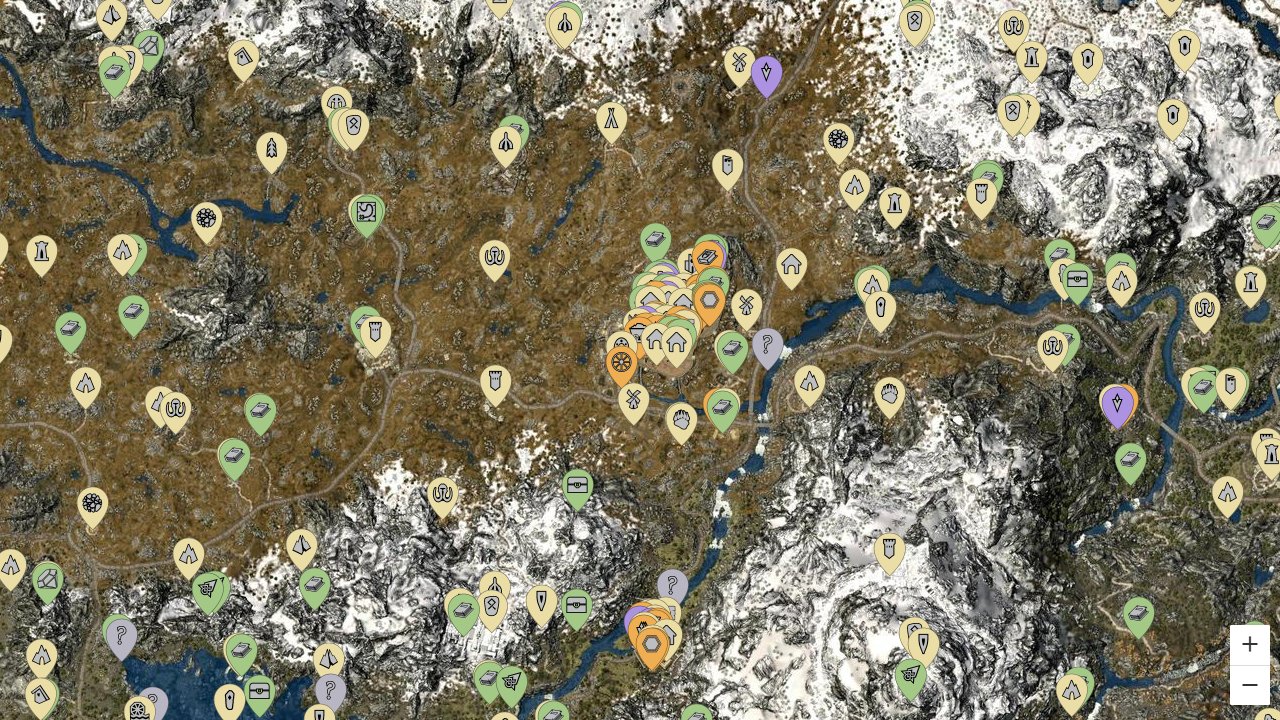 Skyrim interactive map screenshot
