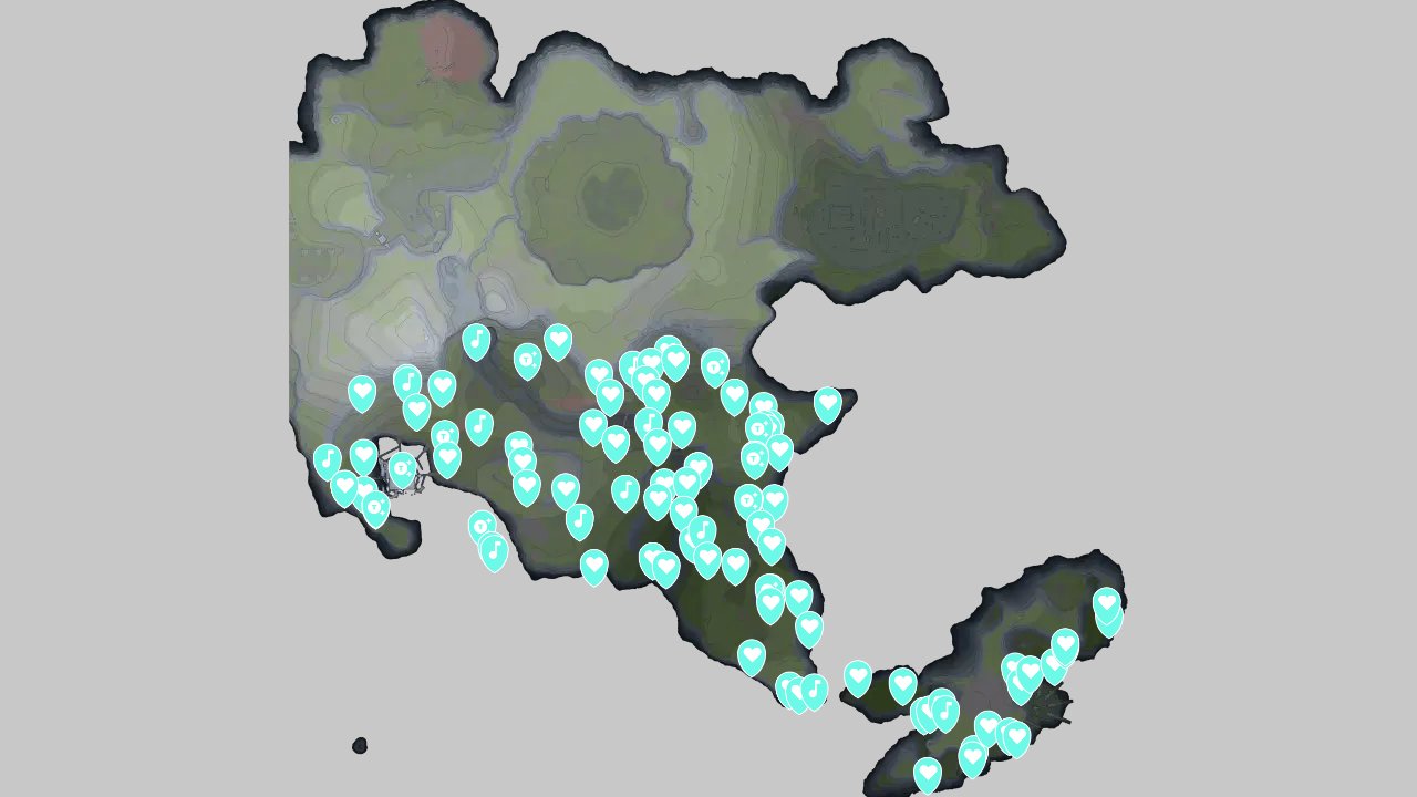 Sonic Frontiers interactive map filtered to show only Collectibles markers