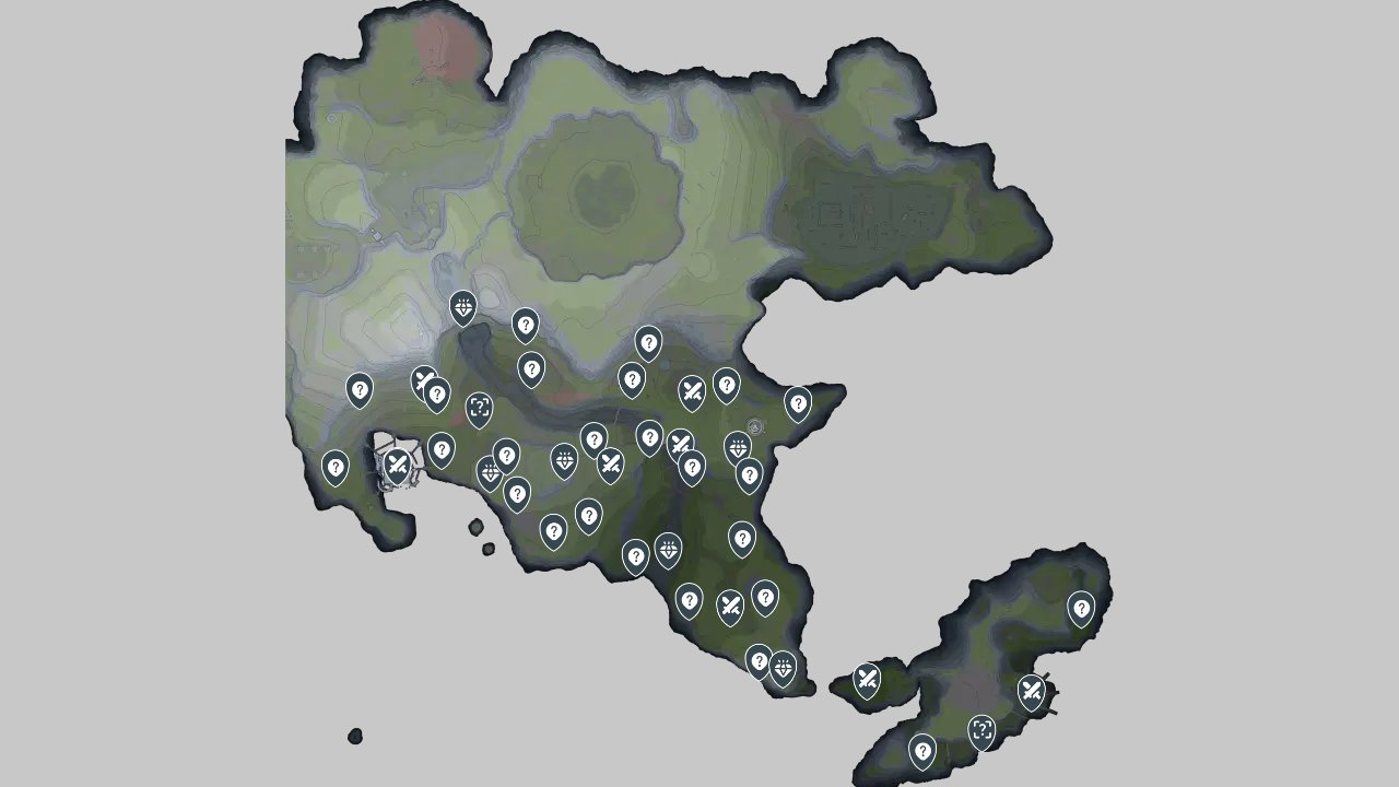 Sonic Frontiers interactive map filtered to show only Exploration markers