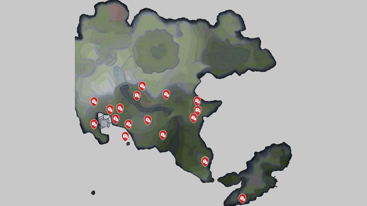 Sonic Frontiers interactive map filtered to show only Missions markers