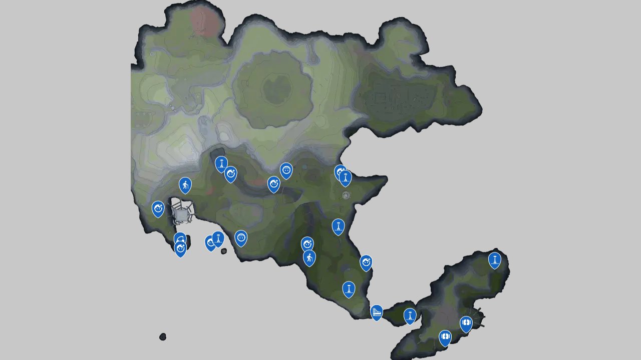 Sonic Frontiers interactive map filtered to show only Point of Interest markers
