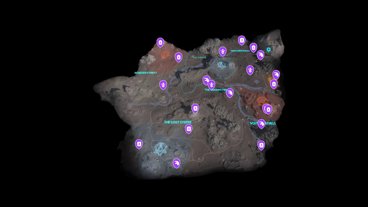 Star Wars Outlaws interactive map filtered to show only Collectibles markers
