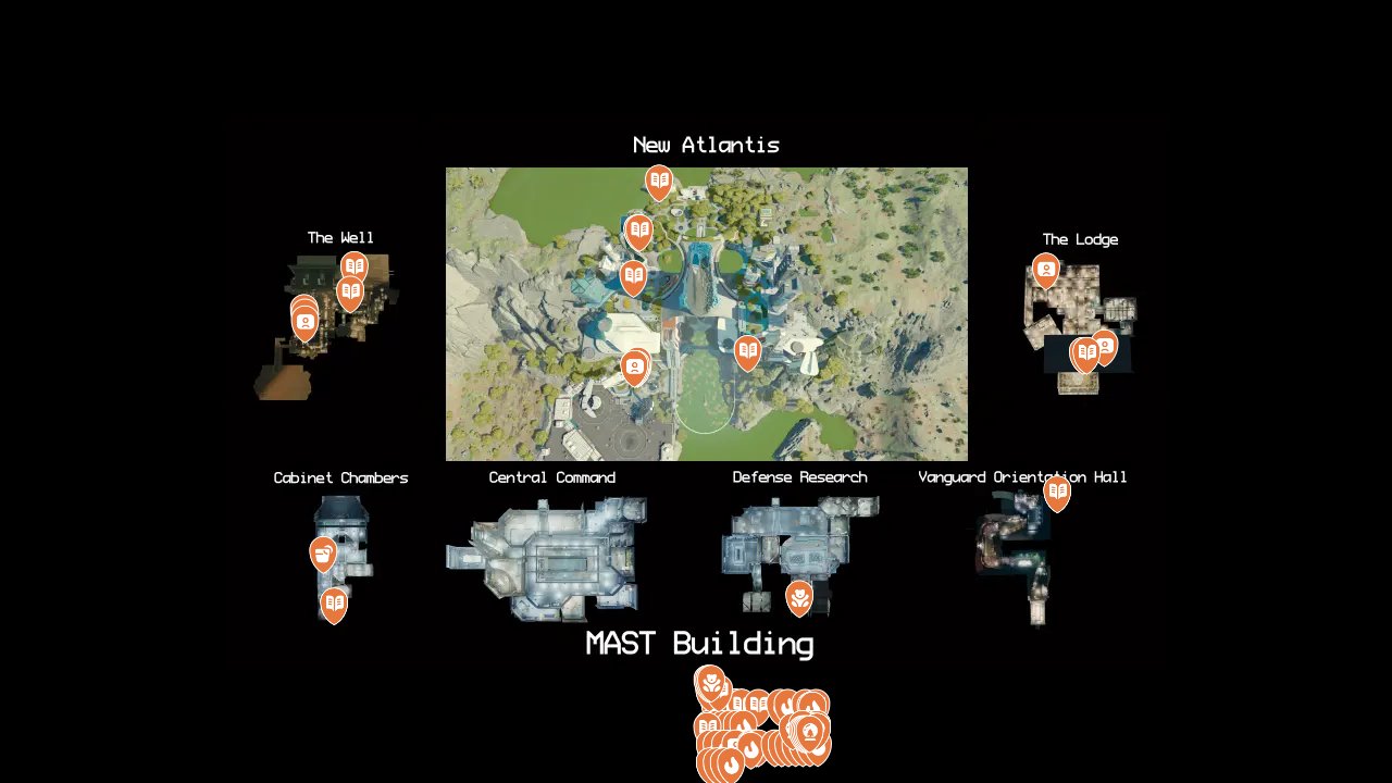 Starfield interactive map filtered to show only Collectibles markers