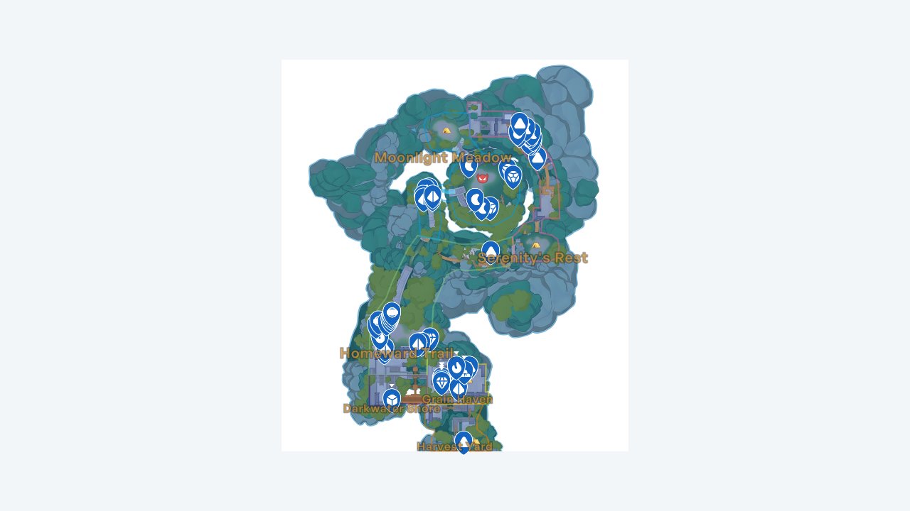 Starsand Island interactive map filtered to show only Ore markers