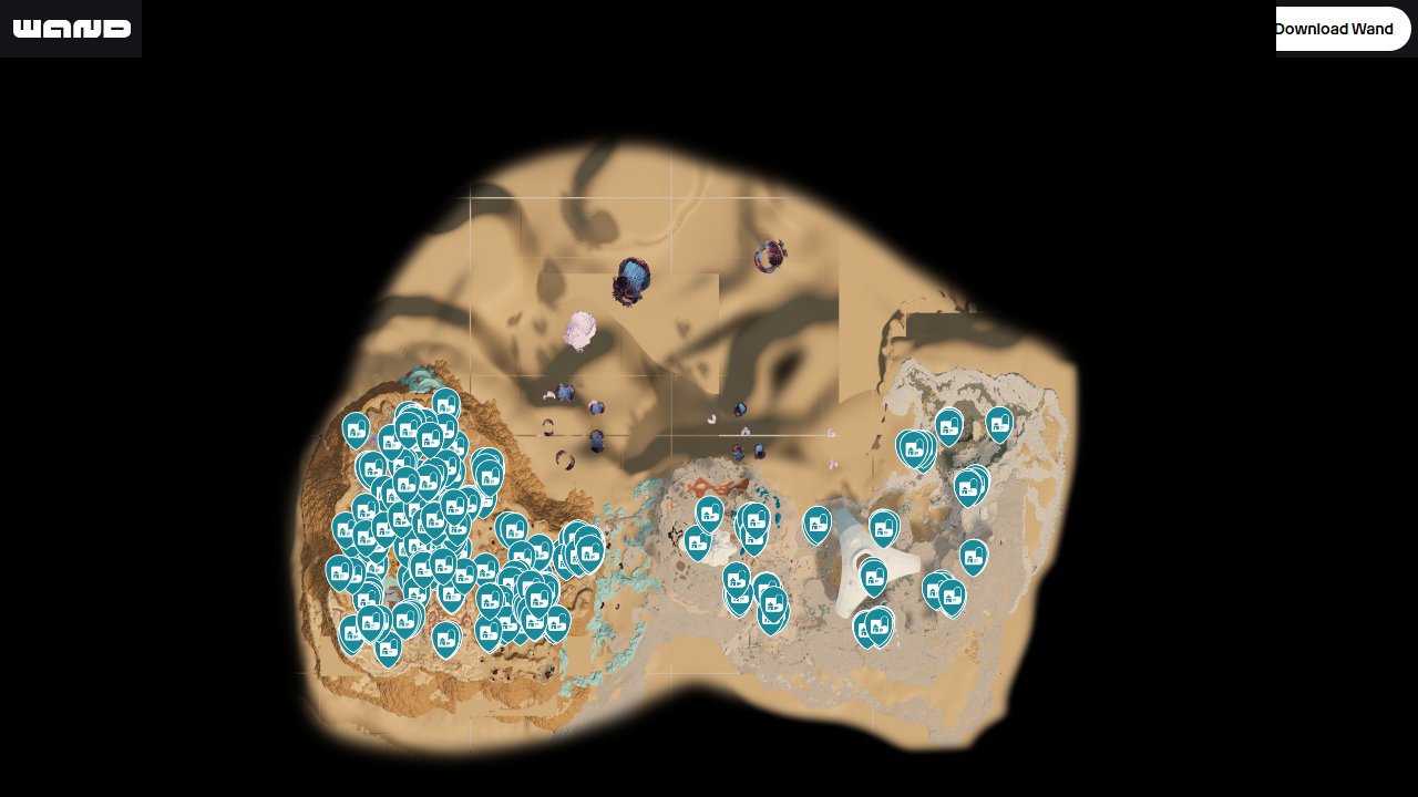 Subnautica 2 interactive map filtered to show only Blueprint markers