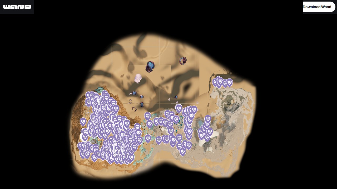 Subnautica 2 interactive map filtered to show only Quartz markers