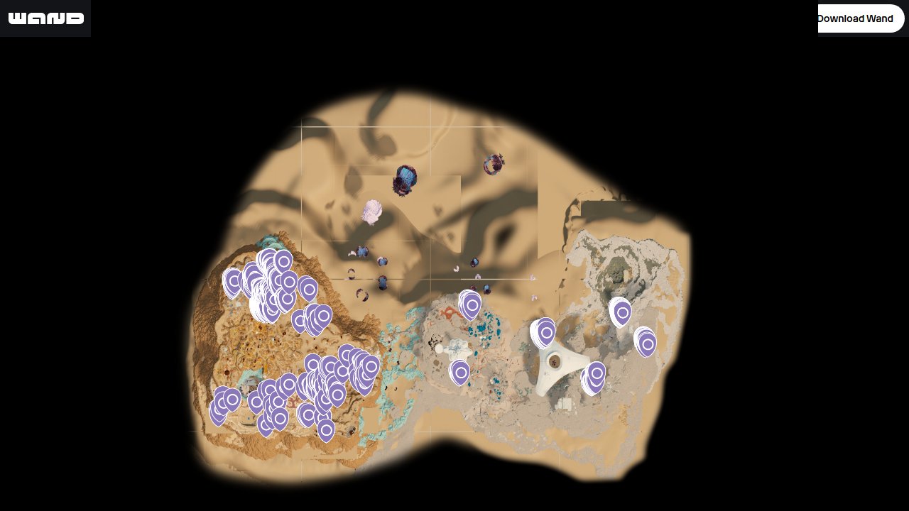 Subnautica 2 interactive map filtered to show only Silver markers