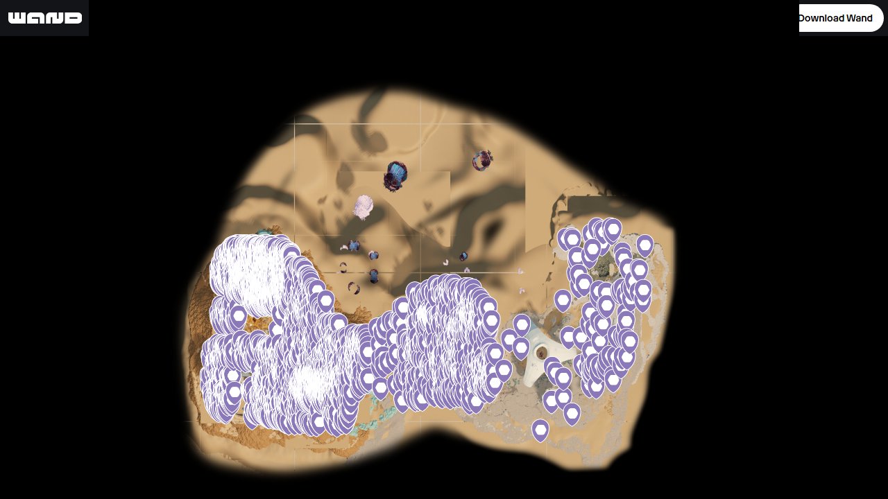 Subnautica 2 interactive map filtered to show only Titanium markers