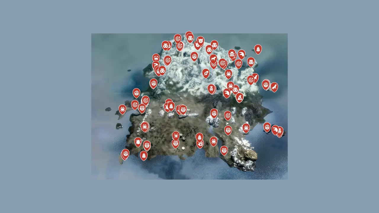 The Elder Scrolls V Skyrim Special Edition interactive map filtered to show only Enemies markers