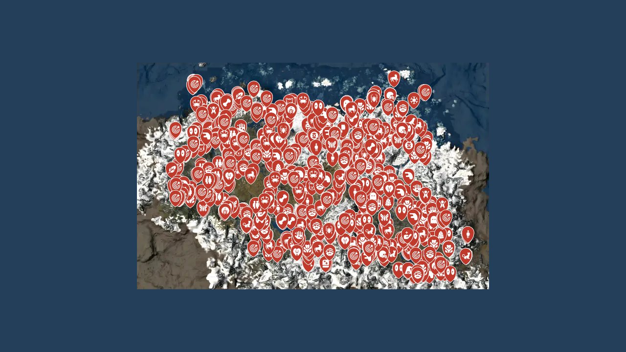 The Elder Scrolls V Skyrim Special Edition interactive map filtered to show only Enemy markers