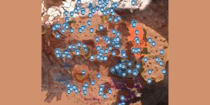 The Planet Crafter interactive map filtered to show only Container markers